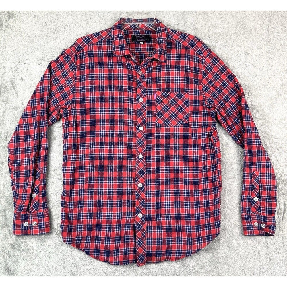 MNWKA Shirt Men's Sz M Red Plaid Flannel Mishka Long Sleeve